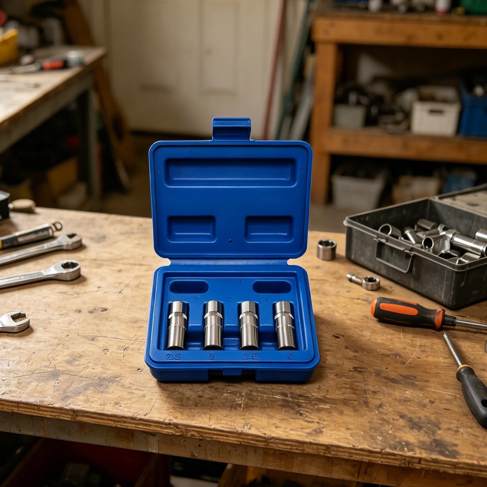 Socket Set - ボルトエクストラクターキット 4 ピース 1/4 インチユニバーサルマルチスプラインプーラーエクストラクターソケットセット破損した車の自動車整備士用